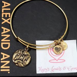 Alex and Ani Pisces Charm Bangle - Rafaelian Gold Finish